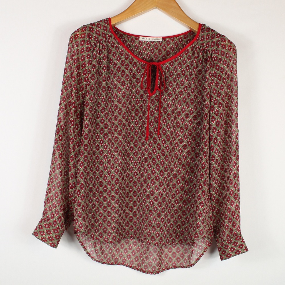 Daniel Rainn | Sheer tie neck blouse